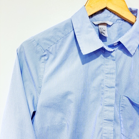 H&M – Blue & white striped button-down shirt | Classic office top | Size 6 * - Picture 3 of 9